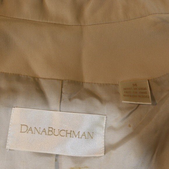 Dana Buchman 100% Silk Cream Ribbon Embroidered Skirt Suit 12/14 - Picture 15 of 16